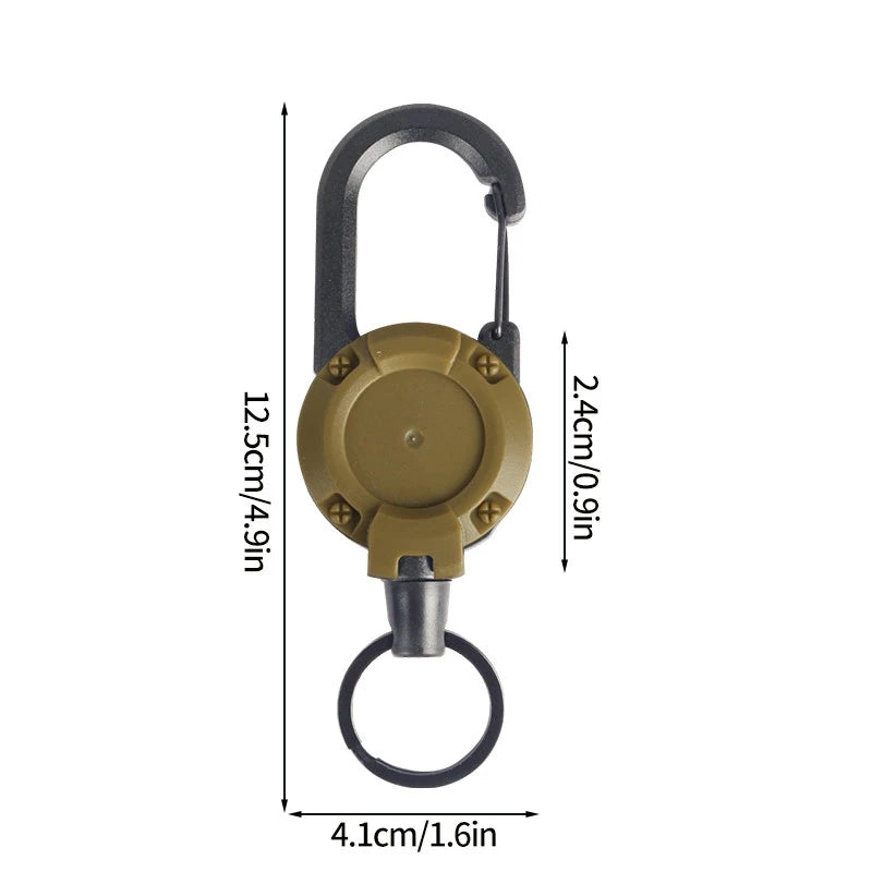 LLavero de cuerda de alambre retráctil para exteriores, mochila, llavero antipérdida con cuerda antirrobo de resorte, equipo de escalada para acampar