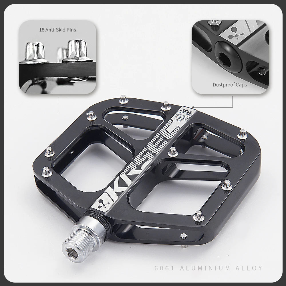 Pedales de bicicleta Pedal de bicicleta de montaña Pedal plano de plataforma de bicicleta ligera de 9/16 pulgadas para BMX MTB bicicleta de carretera para adultos