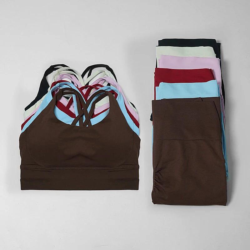 Nuevo Conjunto de traje deportivo para Pilates para mujer, ropa deportiva profesional que absorbe los golpes, sujetador para correr, traje de yoga, pecho de secado rápido