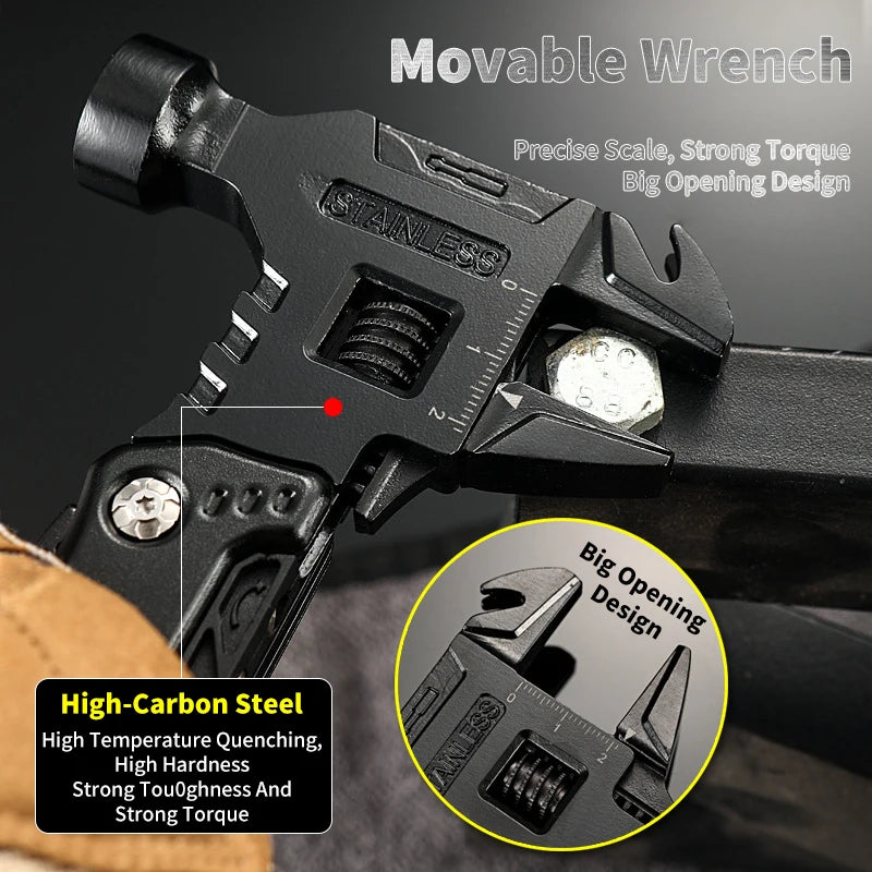 Llave multifuncional, martillo, cuchillo, alicates, herramienta de supervivencia para acampar al aire libre, herramienta de ahorro de trabajo, cuchillo multiherramienta de acero inoxidable