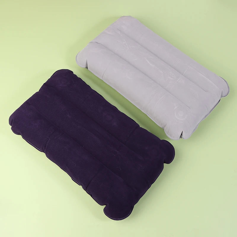 Almohada inflable portátil de PVC flocado, almohada de aire para dormir para acampar, viajes, senderismo al aire libre, vuelo, almohada plegable para reposacabezas