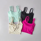 Sujetadores deportivos para mujer, Top deportivo, lencería Sexy, almohadilla fija push-up, sujetador de Yoga, ropa interior anudada en la espalda, chaleco para correr, camisetas de gimnasio