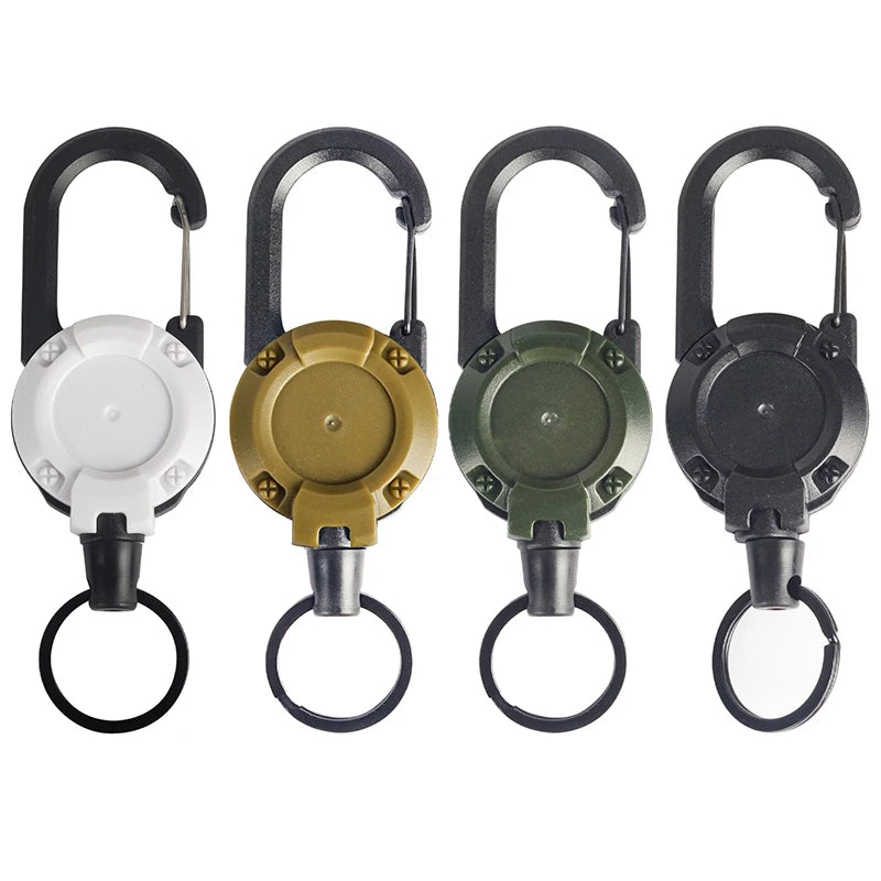 LLavero de cuerda de alambre retráctil para exteriores, mochila, llavero antipérdida con cuerda antirrobo de resorte, equipo de escalada para acampar