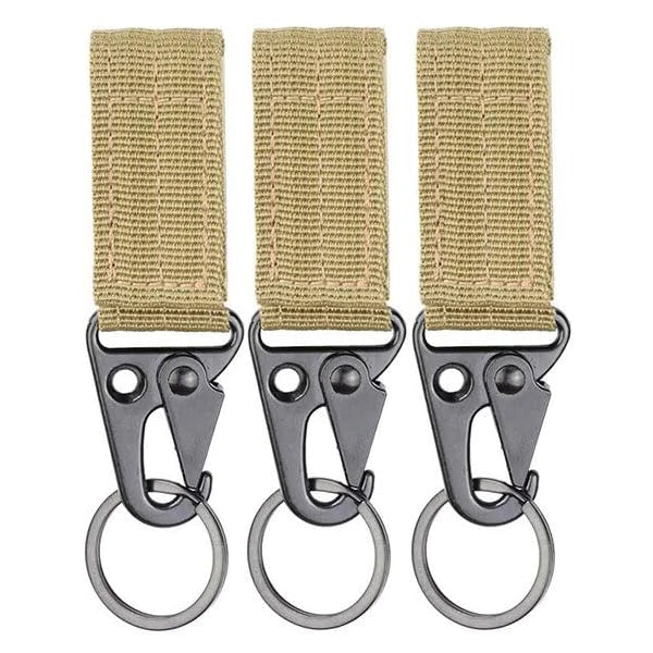 Mosquetón con hebilla de correas de nailon táctico, gancho EDC Molle para mochila, Clip para cinturón, llavero, colgador para acampar y escalar al aire libre, 3 uds.