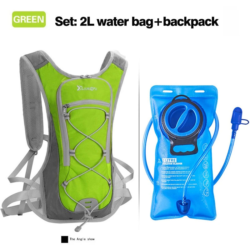 Mochila para ciclismo, juego de bolsas de agua de 2L, mochila transpirable para correr, bolsa de agua para beber, contenedor de reposición de hidratación