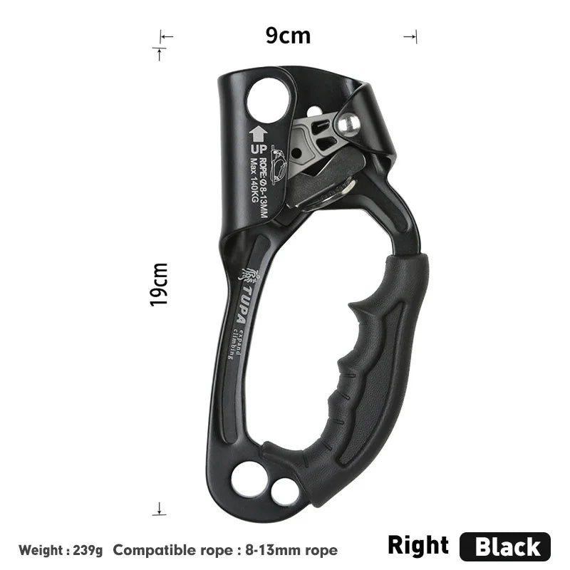 Dispositivo ascendente de mano SRT para escalada en roca al aire libre mango de montañero equipo de escalada de mano izquierda y derecha herramientas de cuerda