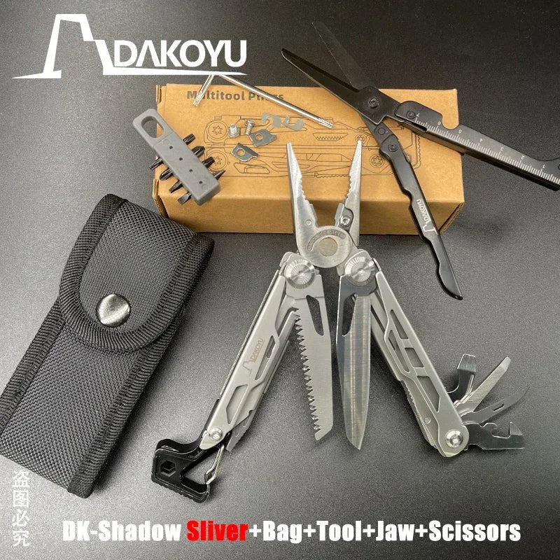 DAKOYU DKShadow Alicates multiherramienta para acampar con silbato de emergencia Herramienta compacta para exteriores de 8 colores, adecuada para senderismo y acampada