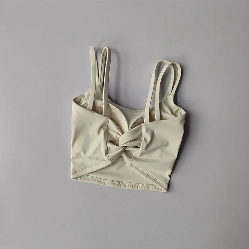 Sujetadores deportivos para mujer, Top deportivo, lencería Sexy, almohadilla fija push-up, sujetador de Yoga, ropa interior anudada en la espalda, chaleco para correr, camisetas de gimnasio