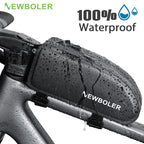 Bolsa para bicicleta impermeable, bolsa para cuadro de tubo frontal superior de ciclismo, gran capacidad, alforja para bicicleta de montaña y carretera, accesorios negros para bicicleta