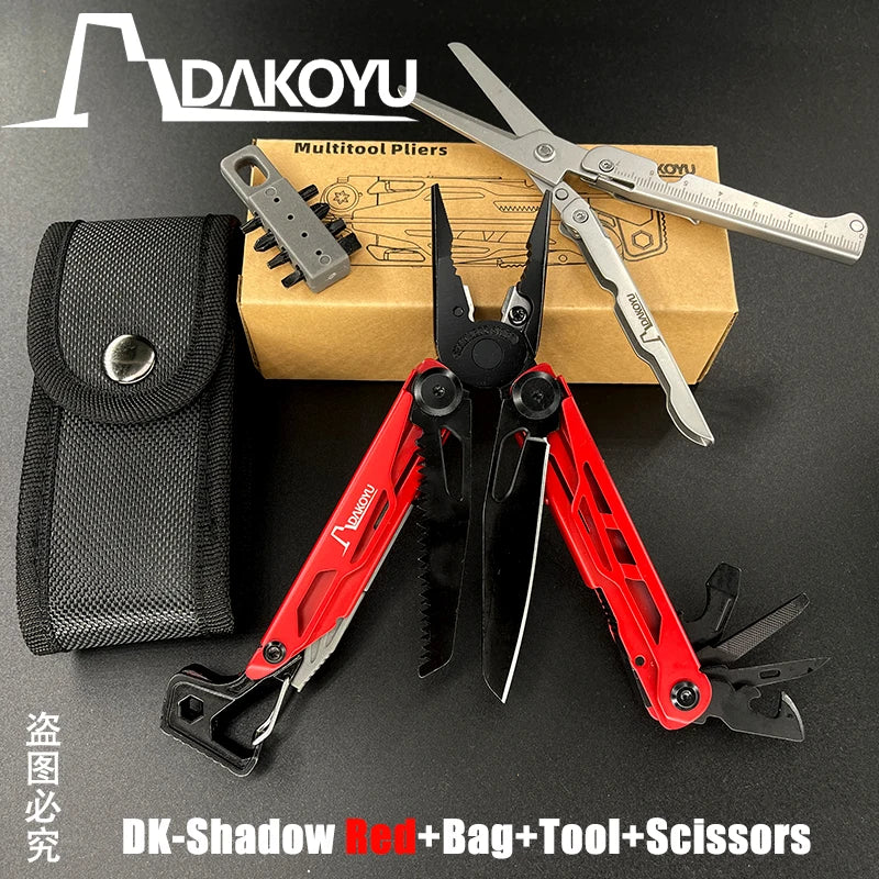 DAKOYU DKShadow Alicates multiherramienta para acampar con silbato de emergencia Herramienta compacta para exteriores de 8 colores, adecuada para senderismo y acampada
