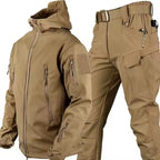 Conjuntos de chaquetas tácticas impermeables unisex, chaqueta de caza y senderismo de concha suave para exteriores, traje de pantalón Cargo de lana, chándales, invierno