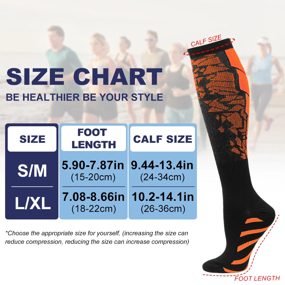 1 par de calcetines deportivos de compresión para mujeres y hombres, calcetines de soporte para pantorrilla para correr, enfermeras, vuelo, embarazo, circulación atlética