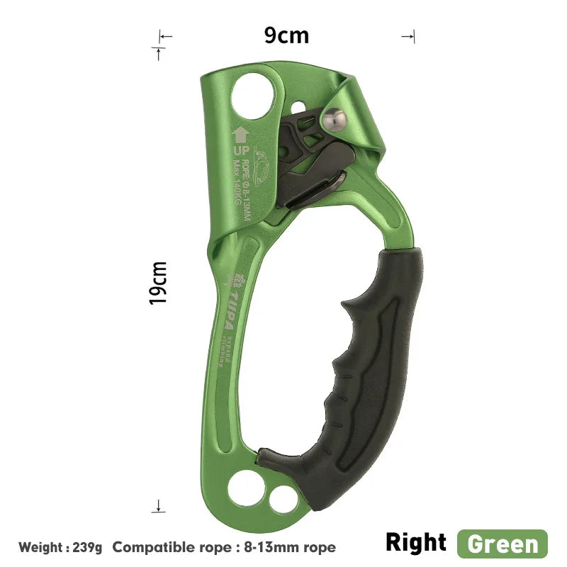 Dispositivo ascendente de mano SRT para escalada en roca al aire libre mango de montañero equipo de escalada de mano izquierda y derecha herramientas de cuerda