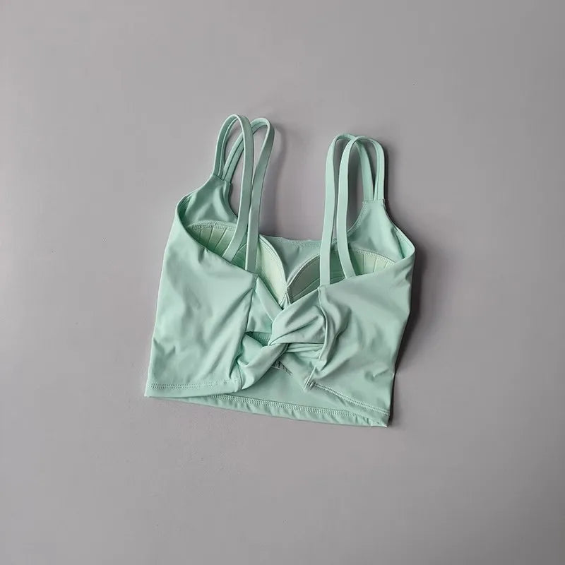 Sujetadores deportivos para mujer, Top deportivo, lencería Sexy, almohadilla fija push-up, sujetador de Yoga, ropa interior anudada en la espalda, chaleco para correr, camisetas de gimnasio