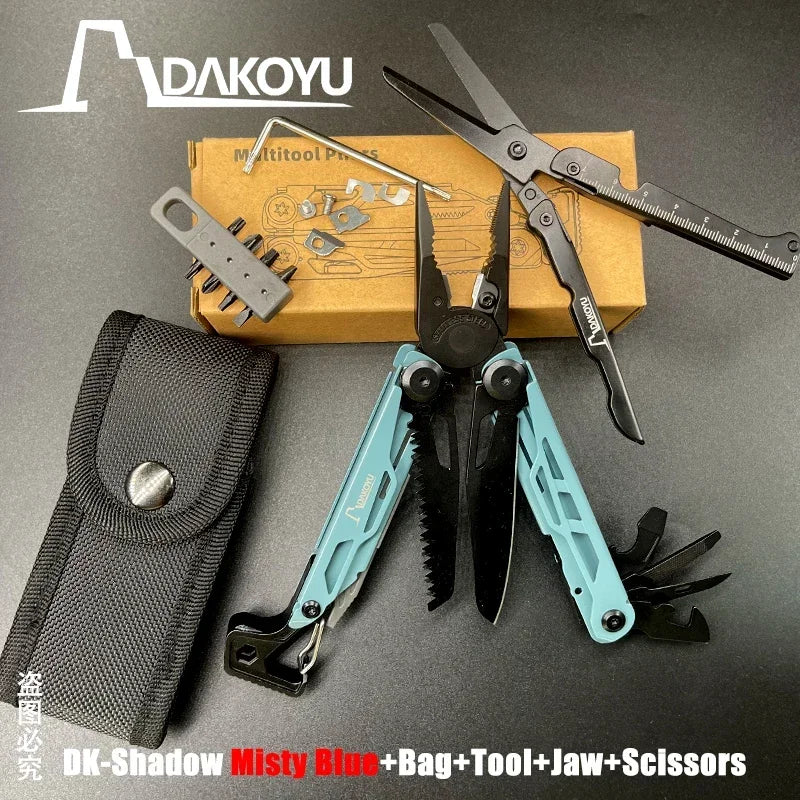 DAKOYU DKShadow Alicates multiherramienta para acampar con silbato de emergencia Herramienta compacta para exteriores de 8 colores, adecuada para senderismo y acampada