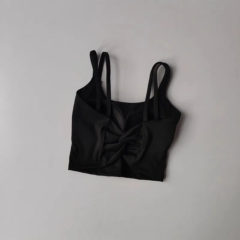 Sujetadores deportivos para mujer, Top deportivo, lencería Sexy, almohadilla fija push-up, sujetador de Yoga, ropa interior anudada en la espalda, chaleco para correr, camisetas de gimnasio