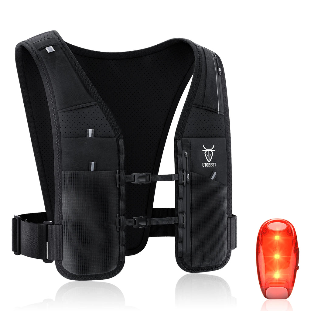 UTOBEST UTR113 Chaleco reflectante de hidratación para correr Soporte ajustable para teléfono para entrenamiento Ciclismo Correr de noche