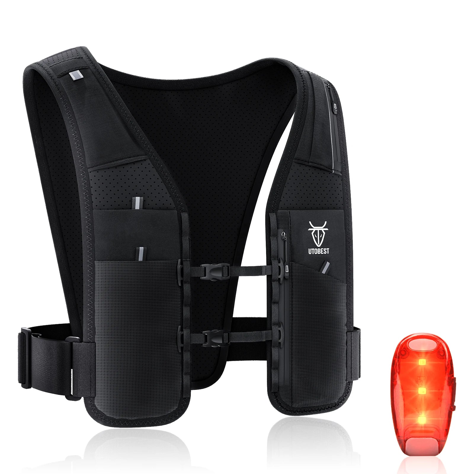 UTOBEST UTR113 Chaleco reflectante de hidratación para correr Soporte ajustable para teléfono para entrenamiento Ciclismo Correr de noche