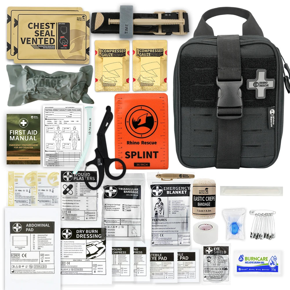 RHINO RESCUE-SE IFAK Botiquín de primeros auxilios para traumatismos, bolsa médica táctica para viajes en casa en coche, senderismo y acampada, equipo de supervivencia de emergencia