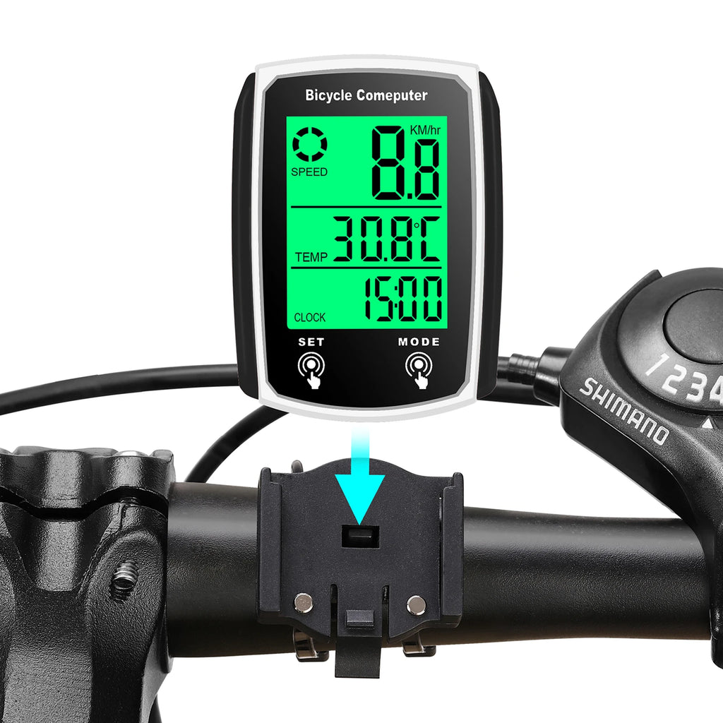 Velocímetro para bicicleta con cable, 19 funciones, velocímetro táctil para bicicleta, odómetro, ordenador para bicicleta resistente al agua con retroiluminación