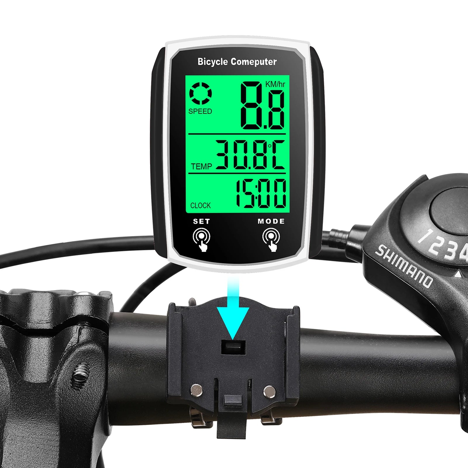 Velocímetro para bicicleta con cable, 19 funciones, velocímetro táctil para bicicleta, odómetro, ordenador para bicicleta resistente al agua con retroiluminación