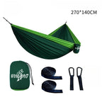 Hamacas portátiles de 270x140cm, tela de paracaídas de Color nailon, tamaño individual y doble, para acampar al aire libre, senderismo, jardín