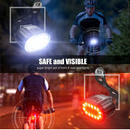 Juego de luces delanteras y traseras para bicicleta, faro con carga USB, resistente al agua, linterna LED, accesorios para bicicleta