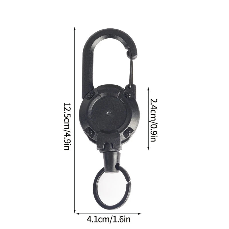 LLavero de cuerda de alambre retráctil para exteriores, mochila, llavero antipérdida con cuerda antirrobo de resorte, equipo de escalada para acampar