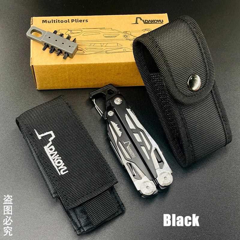 DAKOYU DKShadow Alicates multiherramienta para acampar con silbato de emergencia Herramienta compacta para exteriores de 8 colores, adecuada para senderismo y acampada
