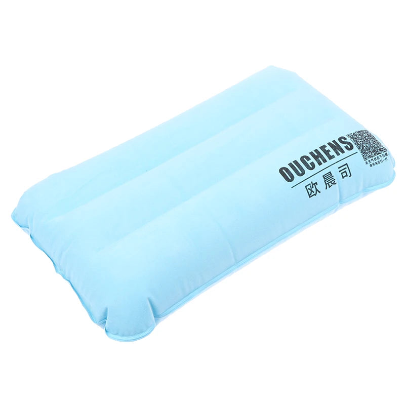 Almohada inflable portátil de PVC flocado, almohada de aire para dormir para acampar, viajes, senderismo al aire libre, vuelo, almohada plegable para reposacabezas
