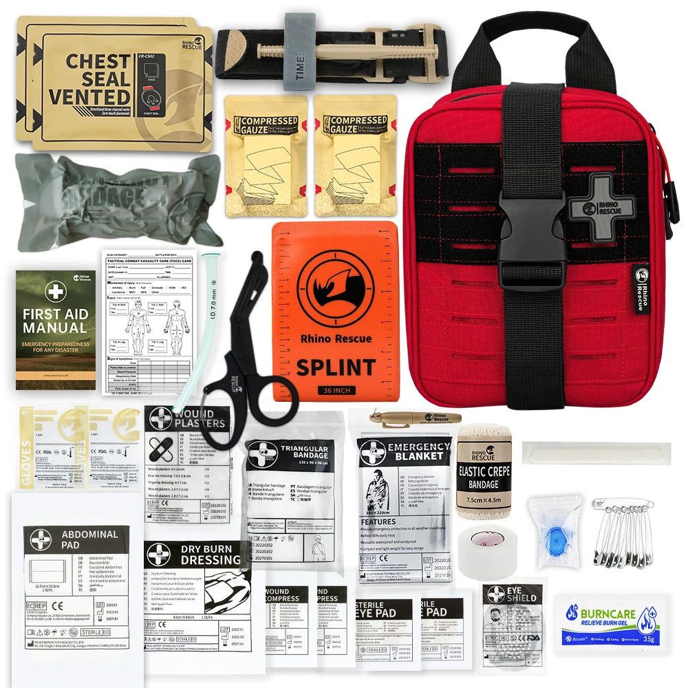 RHINO RESCUE-SE IFAK Botiquín de primeros auxilios para traumatismos, bolsa médica táctica para viajes en casa en coche, senderismo y acampada, equipo de supervivencia de emergencia