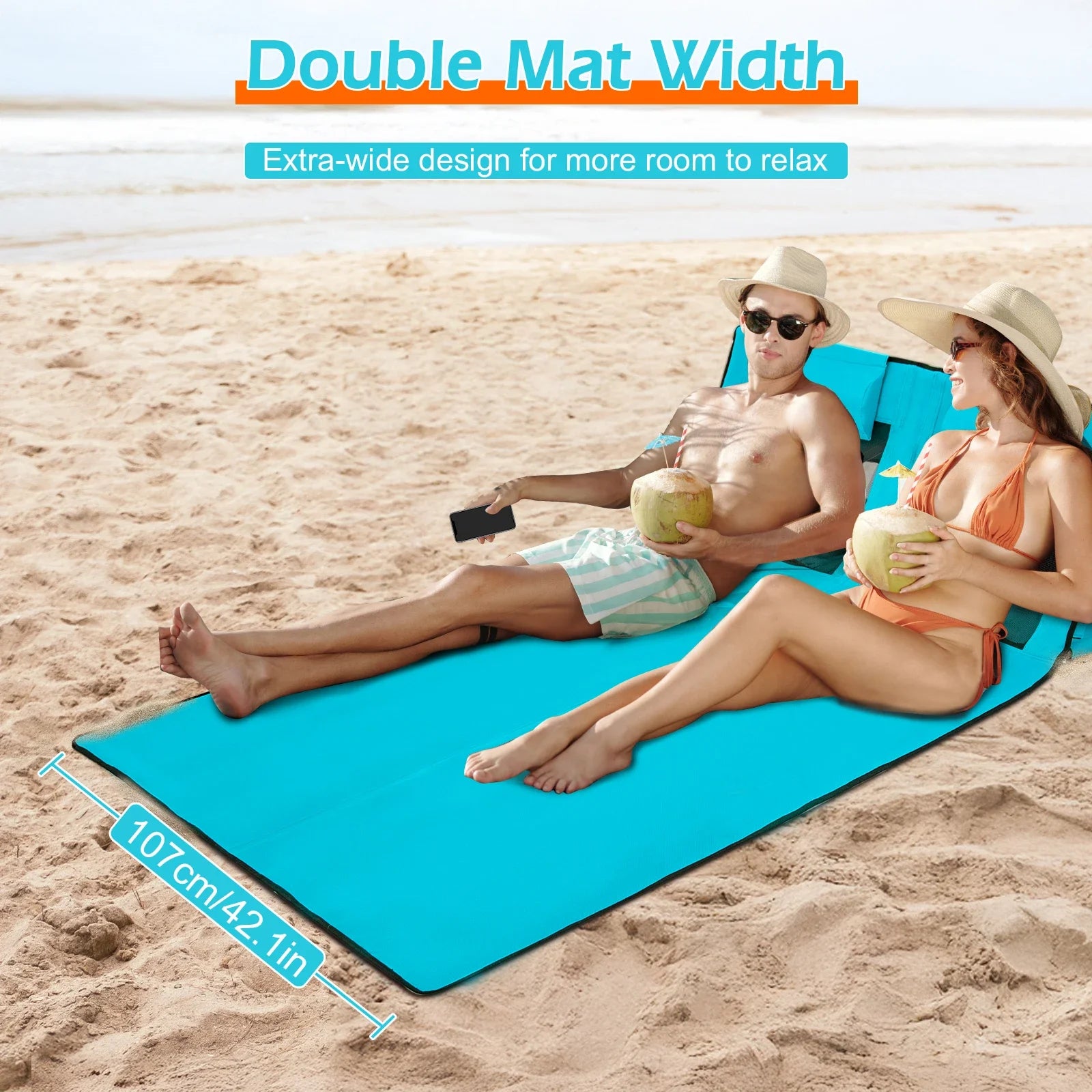 Cama de playa plegable Goture de 1,8 M con reposacabezas, cama ultraligera para exteriores, reclinable, cama plegable de viaje para playa con conducción automática