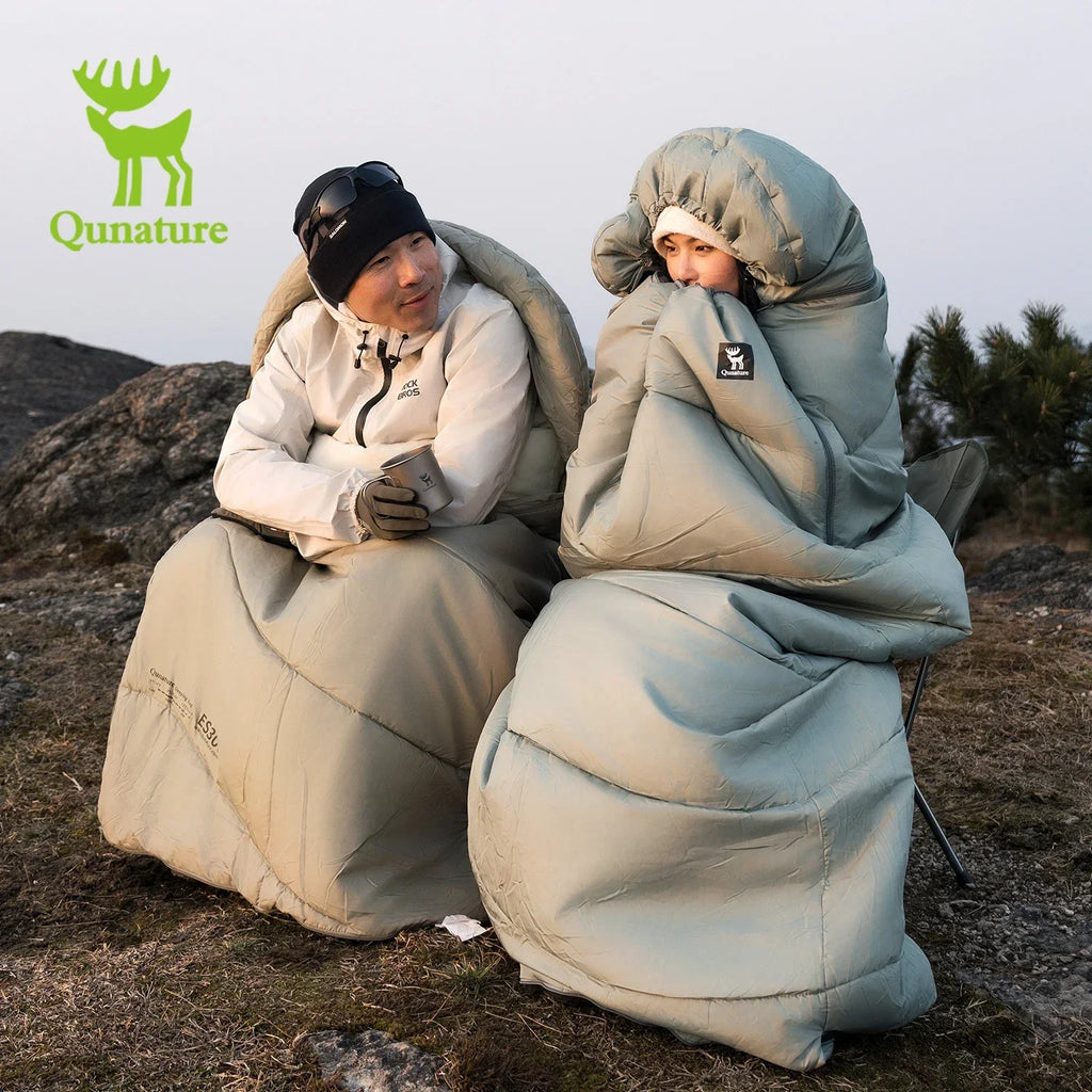 Saco de dormir Qunature para acampar al aire libre, colcha de empalme portátil cálida para el hogar resistente al frío para una sola persona, equipo de Camping