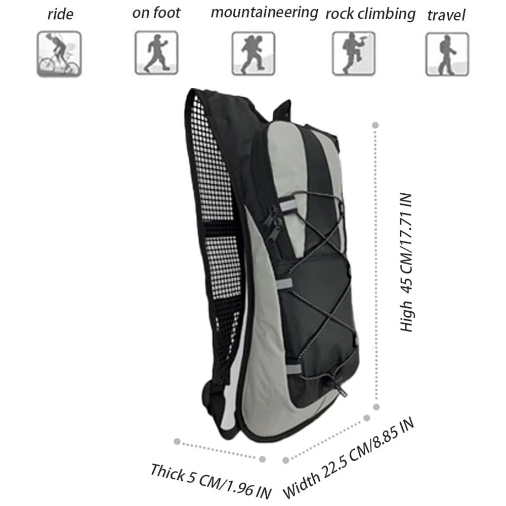 Paquete de hidratación, mochila de hidratación aislada o vejiga de agua y almacenamiento sin BPA de 2L, mochila de senderismo para correr, andar en bicicleta, acampar