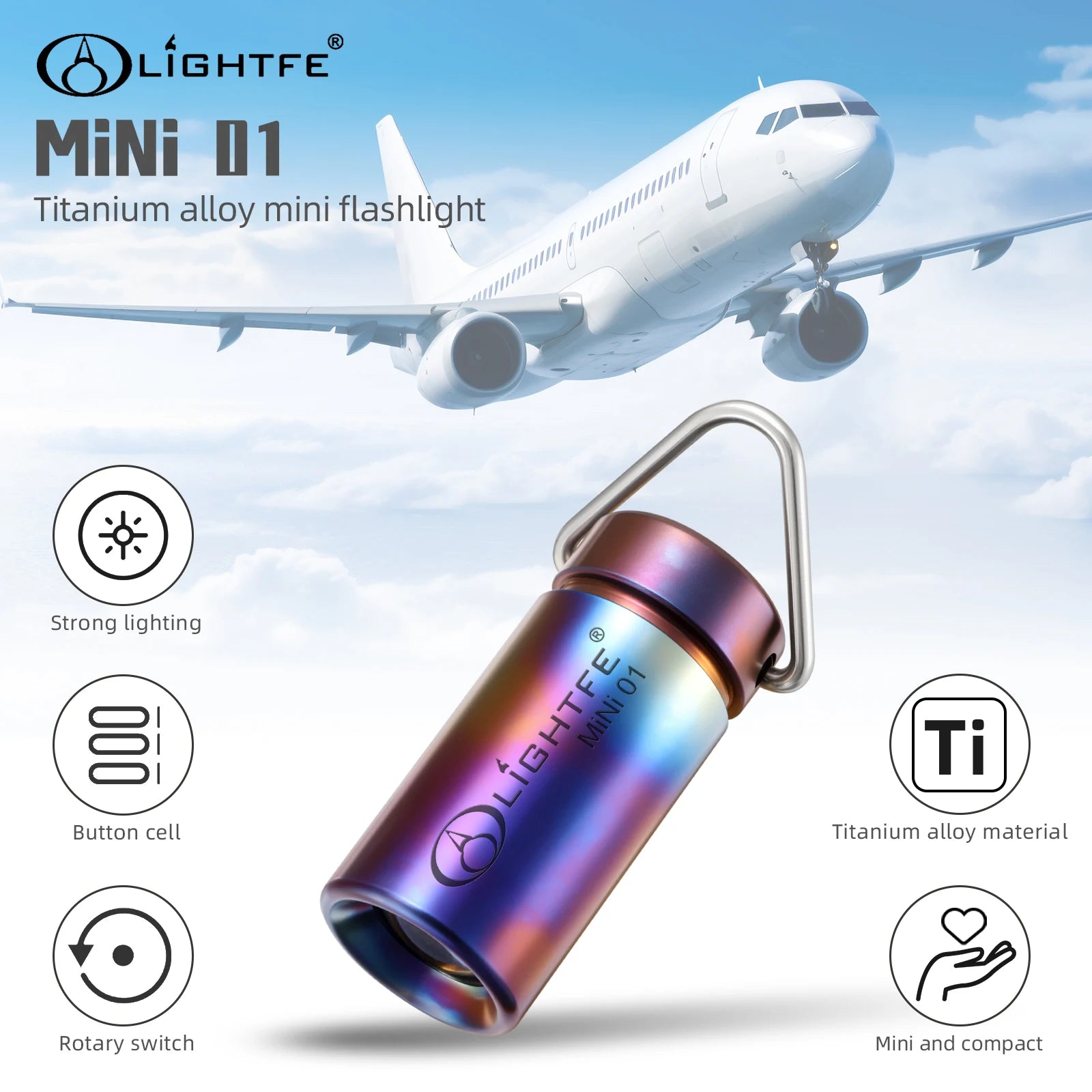 Linterna LED Mini de Titanio para Llavero 65g - IPX7 Impermeable,Ultracompacta 25mm para Camping/Senderismo/Emergencias con Iluminación Potente Supervivencia Accesorios