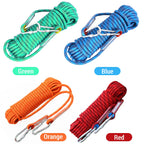 Cuerda de escalada de 10 mm para adultos con doble gancho duradera para escalada en roca, escalada en árboles, gimnasio y aventuras al aire libre