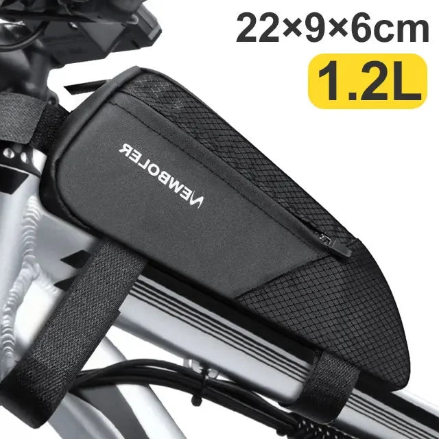 Bolsa para bicicleta impermeable, bolsa para cuadro de tubo frontal superior de ciclismo, gran capacidad, alforja para bicicleta de montaña y carretera, accesorios negros para bicicleta