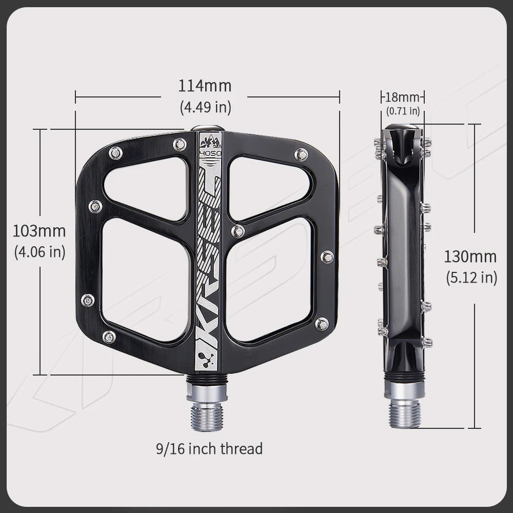Pedales de bicicleta Pedal de bicicleta de montaña Pedal plano de plataforma de bicicleta ligera de 9/16 pulgadas para BMX MTB bicicleta de carretera para adultos