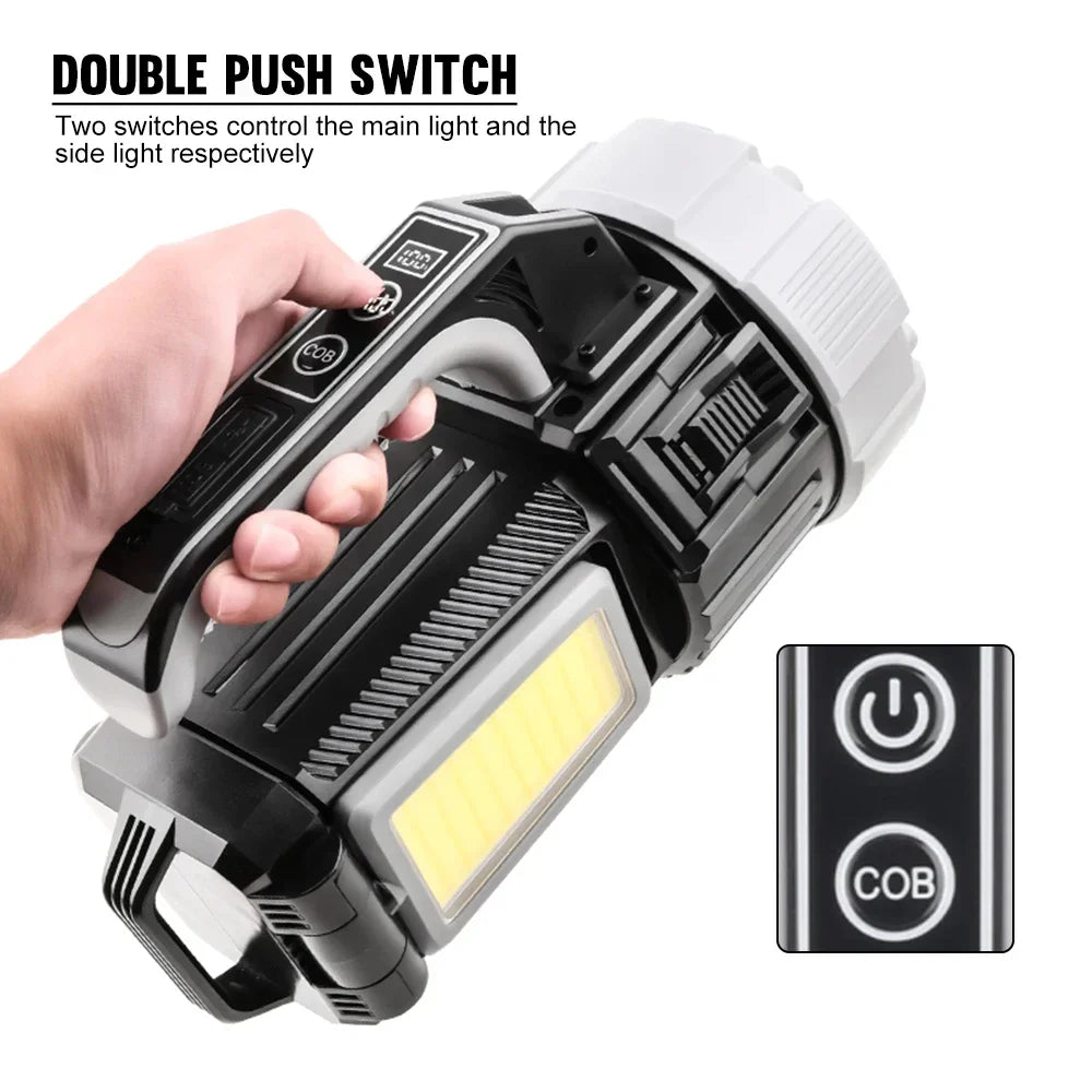 Luz de trabajo de doble luz SQ-G18 3700LM |   Antorcha LED IPX4 de 9000 mAh con pantalla digital y 9 modos para camping, sitio de trabajo, emergencia