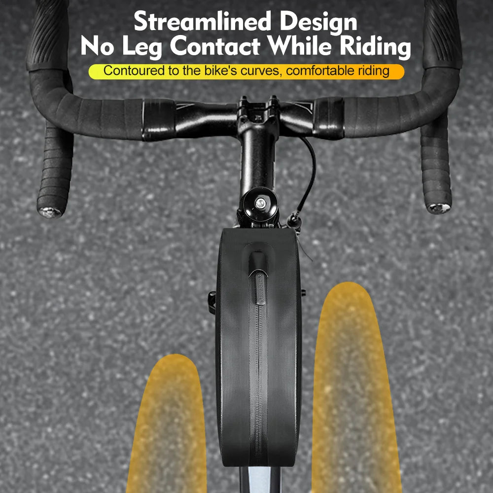 Bolsa para bicicleta impermeable, bolsa para cuadro de tubo frontal superior de ciclismo, gran capacidad, alforja para bicicleta de montaña y carretera, accesorios negros para bicicleta