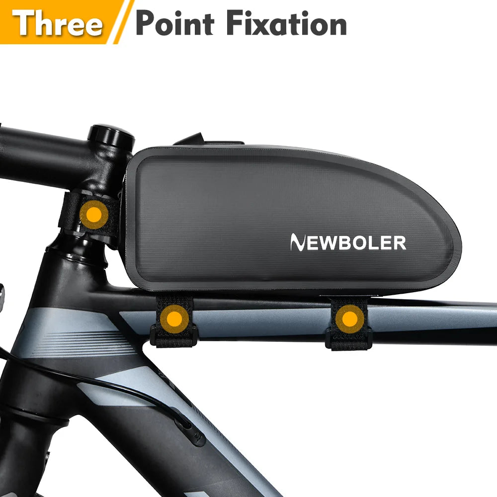 Bolsa para bicicleta impermeable, bolsa para cuadro de tubo frontal superior de ciclismo, gran capacidad, alforja para bicicleta de montaña y carretera, accesorios negros para bicicleta